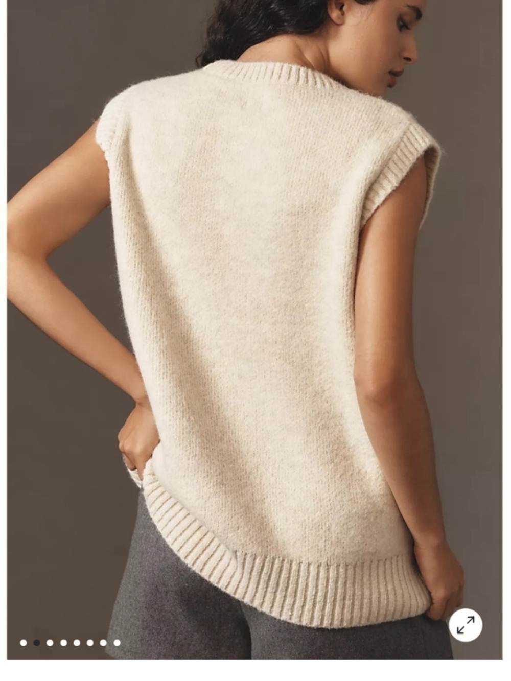 Maeve Anthropologie Cream Knit Floral Sleeveless Sweater Vest Sz XL - Picture 3 of 12